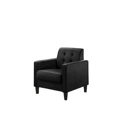 Accent Armchair, Black Velvet, Tufted Back
