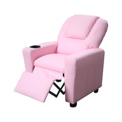 Marisa 23"W Pink PU Leather Kids Recliner Chair with Cupholder
