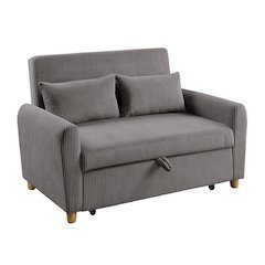 Justine 54"W Brown Corduroy Convertible Sleeper Loveseat