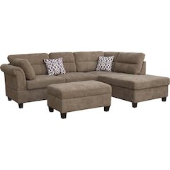 Fabric Sectional Sofa with Right Facing Chaise, Storage Ottoman
