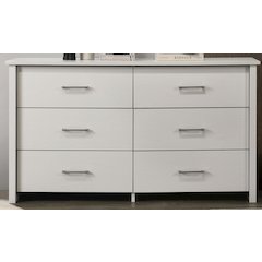 Celeste 57"W White 6-Drawer Dresser with Silver Handles
