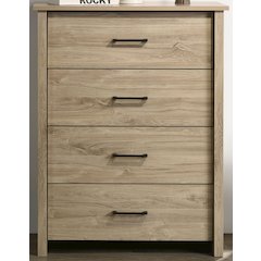 Celeste 32"W Light Oak Finish 4-Drawer Chest with Black Handles