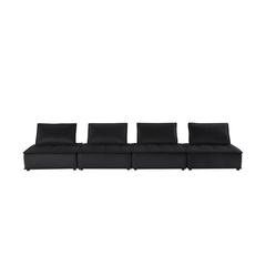Anna Black Velvet 4-Seater Modular Sofa