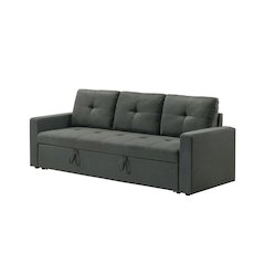 83.5"W Dark Gray Fabric Sleeper Sofa with Tufted Cushions