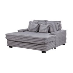 Symphony 67"W Gray Corduroy Oversized Sofa Chaise Lounge Chair