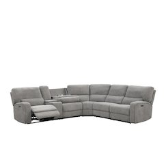 Anthony 114" Wide Light Gray Chenille Fabric Power Reclining Sectional