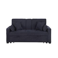 Cody II 70"W Dark Gray Woven Convertible Sleeper Loveseat with Dropdown Console