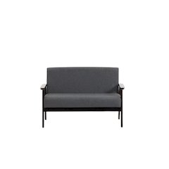 Dark Gray Loveseat, Solid Wood Frame, Espresso Arms