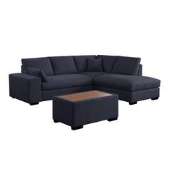 100"W Dark Gray Woven Fabric Sectional Sofa with Right Facing Chaise