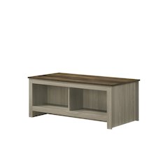 Nyla 43"W Gray Oak Coffee Table with Open Shelves Front and Back