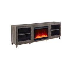 Summit 70"W Gray Walnut Finish TV Stand Console with Fireplace and Heater