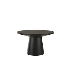 Round Coffee Table, Natural Wood Grain, Ebony Black