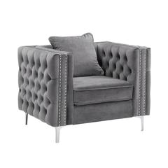 LILOLA Lorreto Gray Velvet Chair