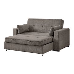 75" Ash Brown Chenille Convertible Sofa Sleeper with Memory Foam,