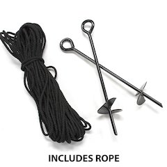 King Canopy 6-Piece Anchor Kit,15-inch Auger Style w/Rope, Black, A6200