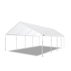 18-Feet by 27-Feet, 2-Inch Hammertone Steel Frame, 10-Leg, Carport, White