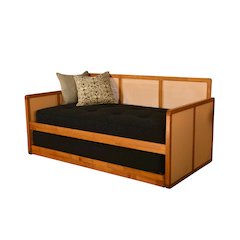 Abaco Daybed-Pop Up-Honey Finish-Canton Black Mattresses