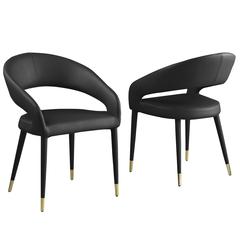 Jacques Faux Leather Black Dining Chairs (Set of 2)
