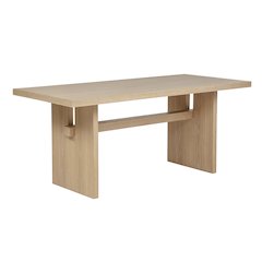 70" Rectangular Dining Table Mid Century Modern Natural Ash Veneer Wood Top