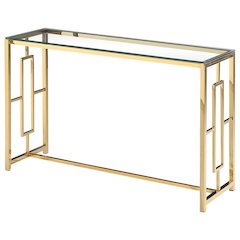 Best Master Stainless Steel and Glass Console Table in Clear/Gold Base