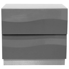 Best Master Leon 2-Drawer Poplar Wood Bedroom Nightstand in Gray High Gloss