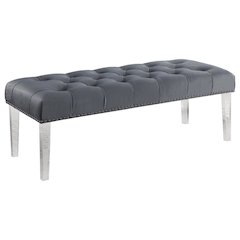 Suede Upholstered Tufted Bench With Acrylic Legs