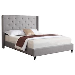 Best Master Valentina Fabric Upholstered Wingback Queen Platform Bed - Gray