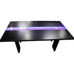 Best Master Zendaya Solid Wood Dining Table in Black Wood with LED Lights