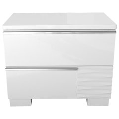 Best Master Athens 2-Drawer Poplar Wood Bedroom Nightstand in White Lacquer