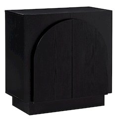 Questa Scandinavian Mid-Century 2-Door Cabinet with Arch Handles, Black