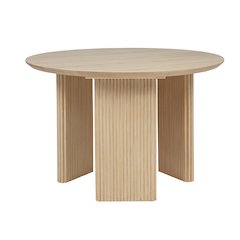 46" Round Dining Table Mid Century Modern Natural Ash Veneer Wood Top