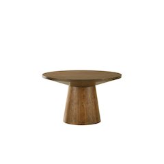 Terra Transitional Round Coffee Table with Pedestal Base, Walnut