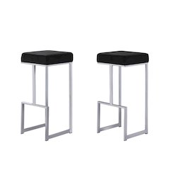 Dorrington Modern Velvet Backless Bar Stool in Black/Silver (Set of 2)