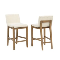 35" High Counter Height Bar Chairs set of 2, Mid Century Modern Fabric Padded Seat