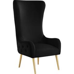 Venetian Black Tufted Velvet High Back Arm Chair