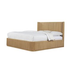 84" Long Modern Fluted Platform California King Bed Frame 47.5" High Headboard