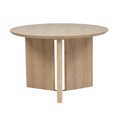46" Round Dining Table Mid Century Modern Natural Ash Veneer Wood Top
