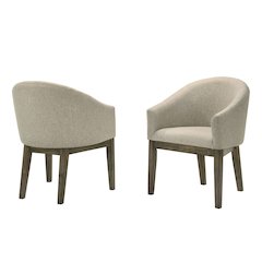 Upholstered Barrel-Style Dining Chairs, Set of 2, Reclaimed Weather Grey
