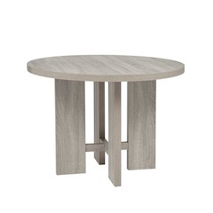 Timbria Transitional Round Dining Table with Cross Pedestal Base, Oak