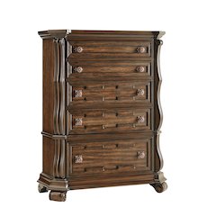 Belvedere 54" Traditional 5-Drawer Tallboy Chest, Carved Wood - Dark Cherry