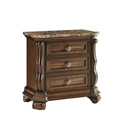 Belvedere 32.5" Wide 2-Drawer Nightstand, Marble Top - Dark Cherry Finish