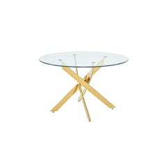 Alison Modern Round Glass Dining Table in Gold