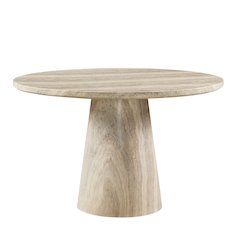 48" Round Dining Table Concrete Travertine Finish, Modern Organic Drum Base