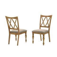 Dining Chairs with Linen Blend Cushions, Set of 2, Antique Natural Oak