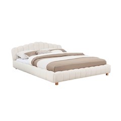 Ctera Queen Velvet Bed, Cream