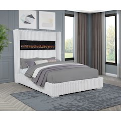 Uphoria Rabbit Velvet Queen Bed, Cream