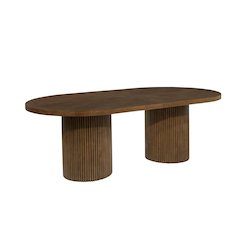 Dobby 90"-123" Extendable Oval Wooden Dining Table, Brown