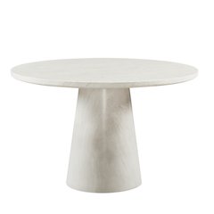 48" Round Dining Table Concrete Travertine Finish, Modern Organic Drum Base