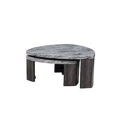 Tvoro 2-Piece Swivel Coffee Table Set, Granite Gray and Greige