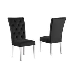Layla Modern Velvet Upholstered Side Chairs in Black (Set of 2)